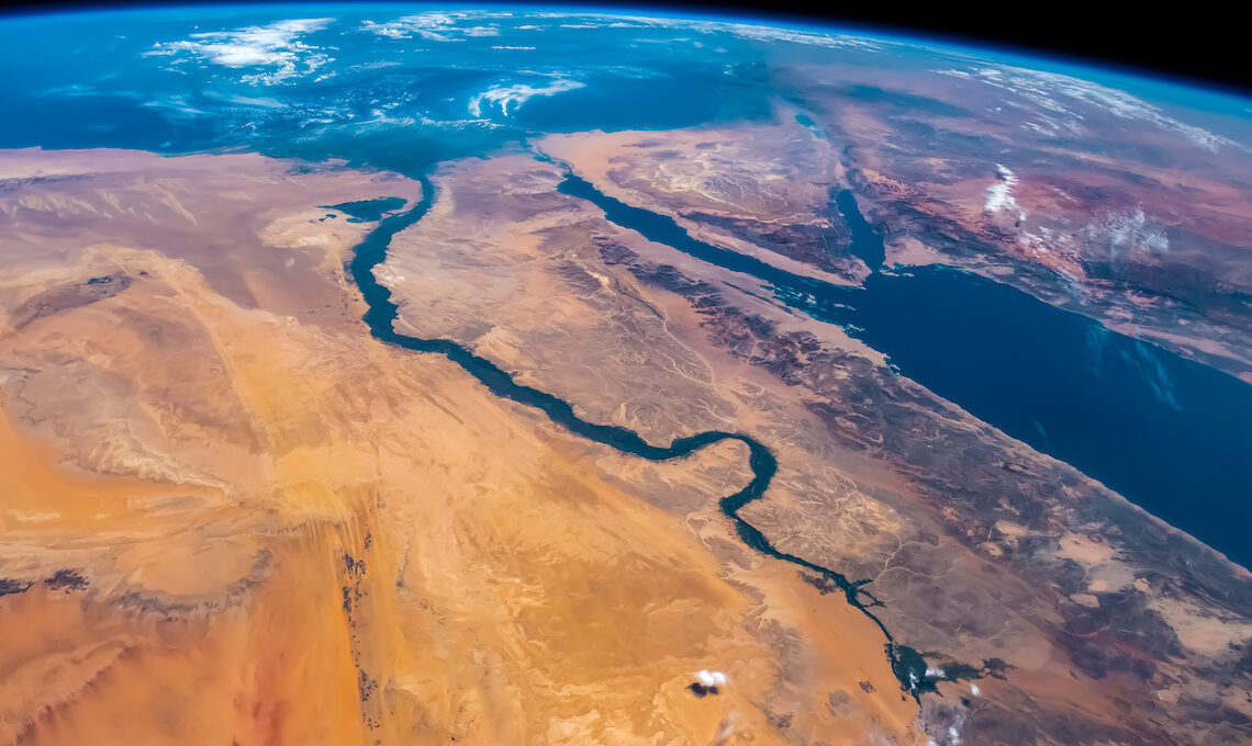 Aerial view of Nile River, Red Sea