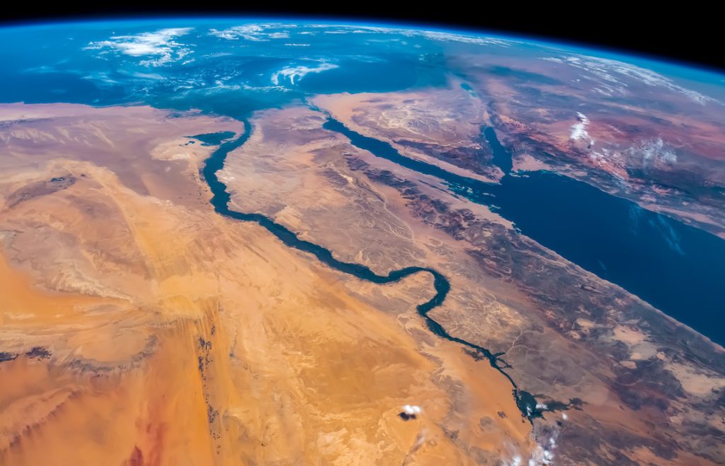 Aerial view of Nile River, Red Sea