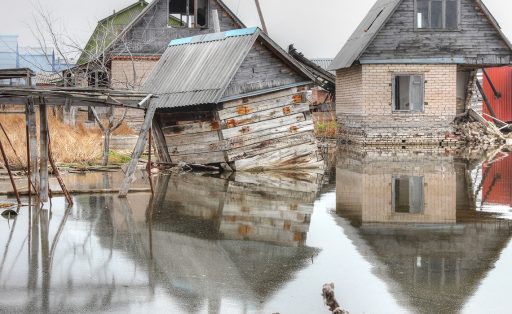 Houses flooded with water