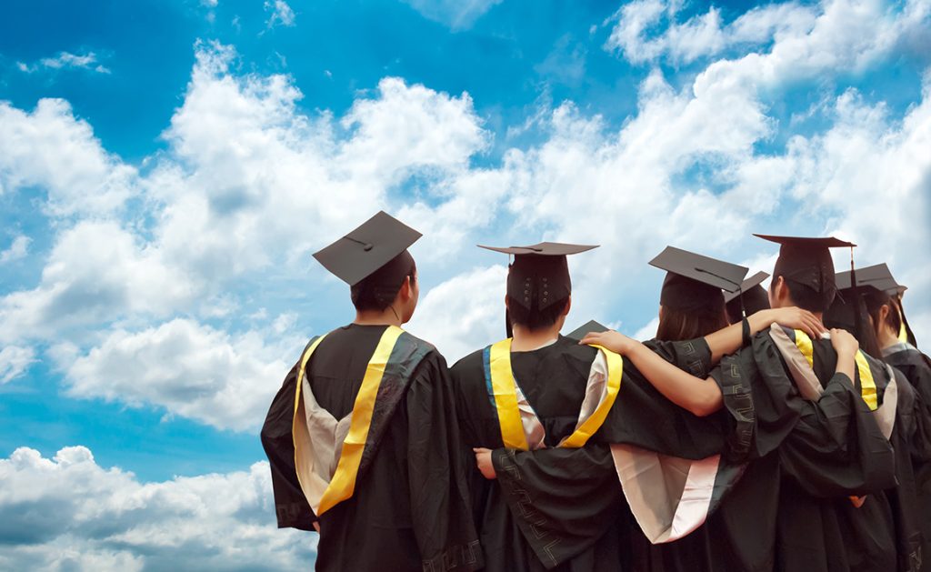 Group of Chinese students on graduation day