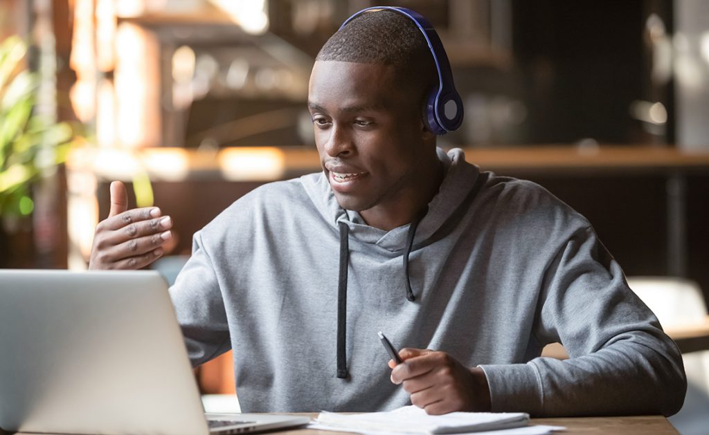 Student studying online