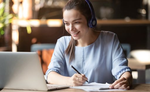 Student studying online