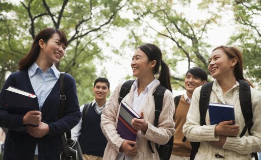 Chinese university students on campus