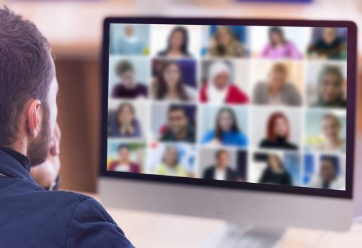 Teacher giving a class via video conference