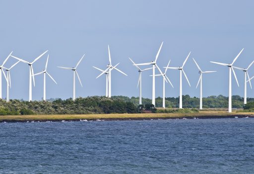 Wind farm on the Baltic Sea in Denmark