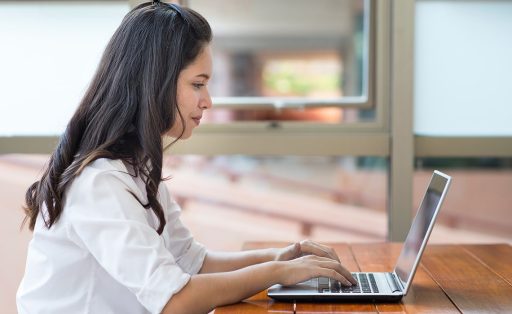 student working on laptop