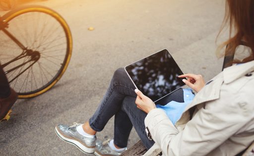 Student using table anywhere thanks to eduroam