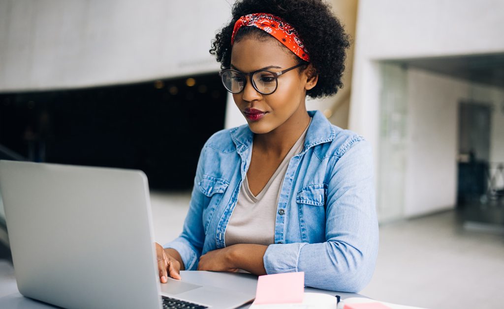 African women working on computer